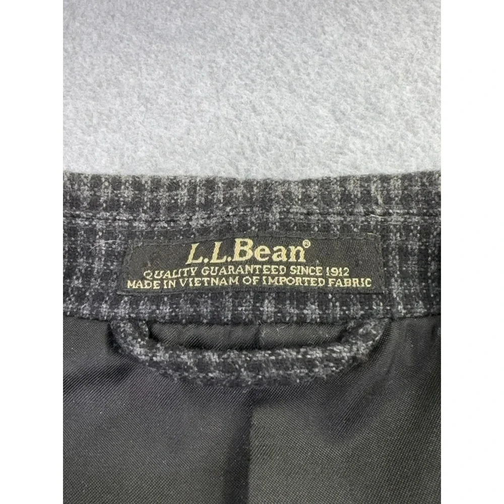 L.L‎ Bean Wool Sport Coat Men's 44 Tall Black Houndstooth Jacket Utility Pockets